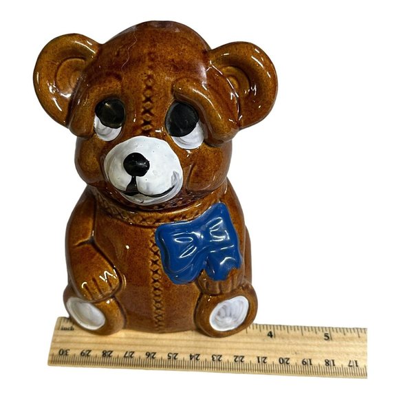 Vintage 1982 Houston Foods Ceramic Bear Honey Pot Container Jam Jar Hand Painted - Picture 12 of 13